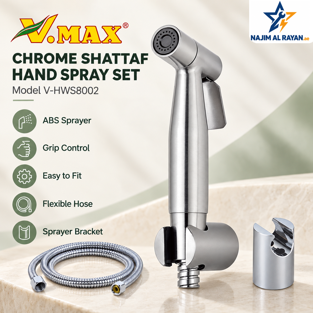 V.MAX Chrome Shattaf Hand Spray Set with Flexible Hose and Bracket