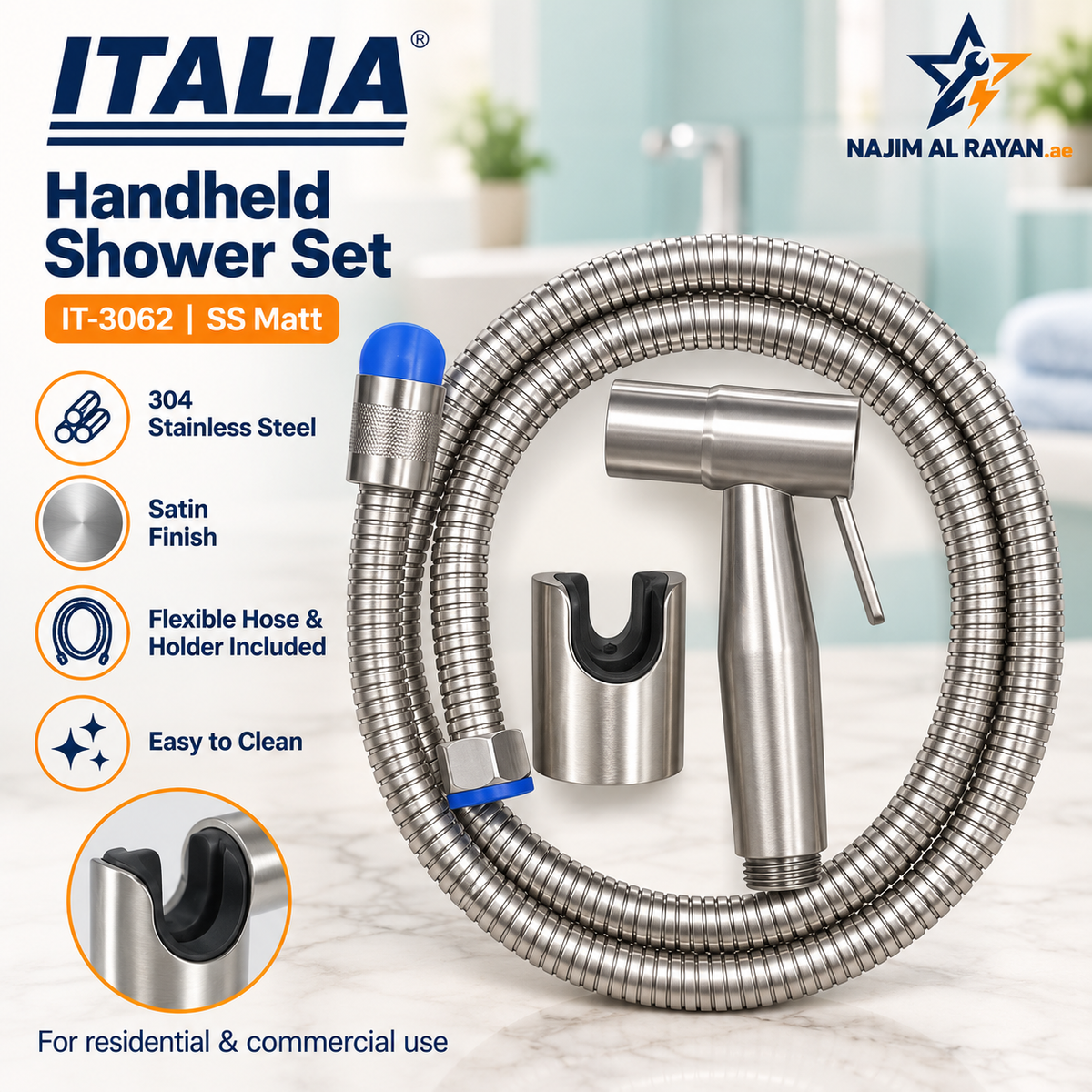 ITALIA Stainless Steel Bidet Spray Set – IT-3062