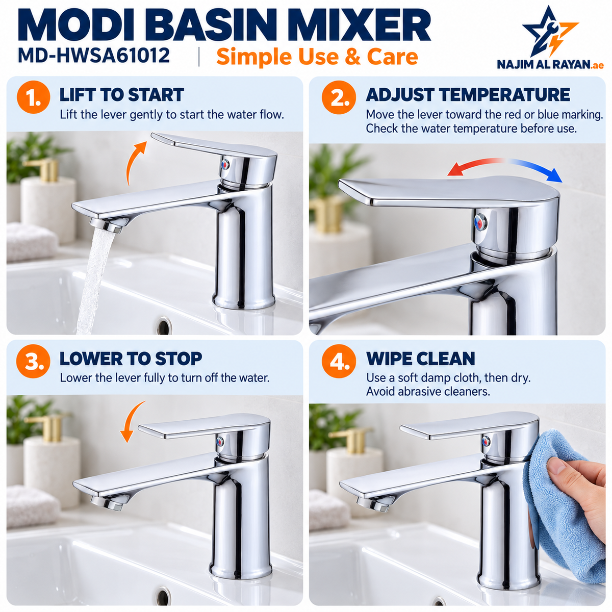 MODI Chrome Basin Mixer Tap – MD-HWSA61012