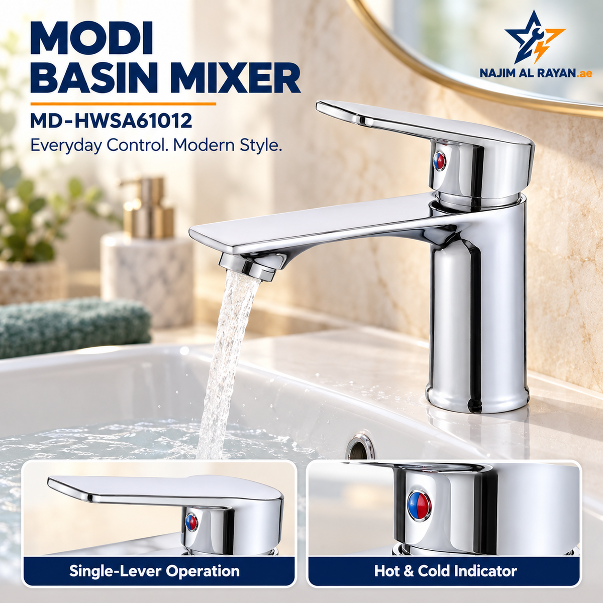 MODI Chrome Basin Mixer Tap – MD-HWSA61012