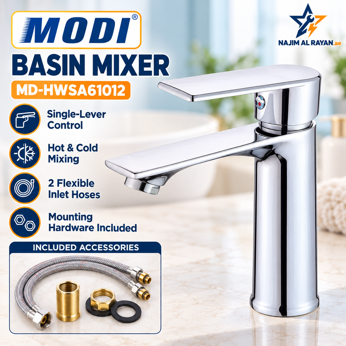 MODI Chrome Basin Mixer Tap – MD-HWSA61012