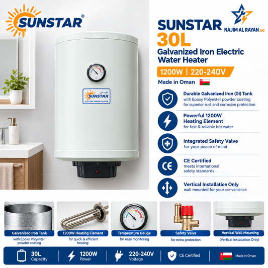 Sunstar 30L Electric Water Heater – 1200W
