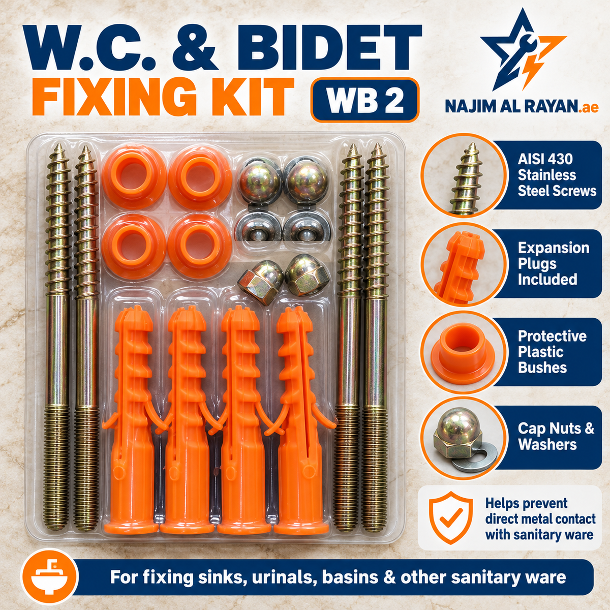WC & Bidet Floor Fixing Screw Kit